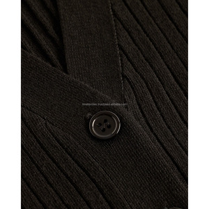 Women's 2027 Winter Standard Thickness cropped <b>Wool</b>/Acrylic <b>Cardigan</b> High Quality <b>Black</b> Solid Color Trendy Covered Button - Product Image 5