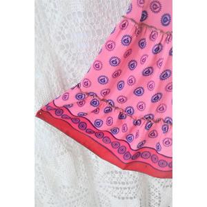 Boho Pink Halter Maxi <b>Dress</b> for Women Long Sleeve Plain Dyed Modern Eco-Friendly Beach Vacation Sundress with Tiered Ruffle Hem - Product Image 3