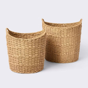 Juego de Cestas Redondas de Mimbre Natural, Organizador Ecológico, Cesta Decorativa Rústica y Elegante para Sala de Estar y Dormitorio - Product Image 4