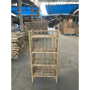 Natural Bamboo Floor Flower Shoe <b>Rack</b> Plant Stand Tall Narrow 4 Tier <b>Kitchen</b> Bookshelf Bamboo Floor Standing Display <b>Storage</b> - Product Image 1