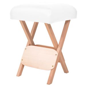 Tabouret de massage pliable en PVC blanc avec lit compact en bois massif et design pliable pratique - Product Image 1