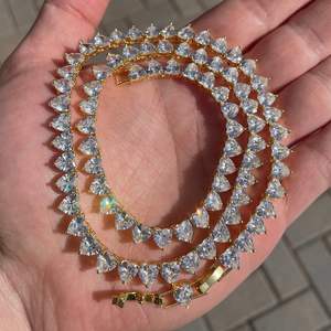 Collier chaîne tennis en moissanite taille cœur 5MM avec argent 925 plaqué or jaune, bijoux unisexes pour mariage et fête, pour les amoureux - Product Image 4