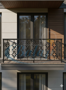 Barandilla de Hierro Fundido Mozart Altamente Pulida, Balaustre de Metal Gris Granallado, Escalera Interior Moderna y Elegante, Terraza Exterior - Product Image 2