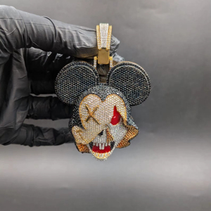 Unique Moissanite Hip Hop <b>Pendant</b> <b>Solid</b> Sterling Silver 925 Yellow Rose <b>Gold</b> Plated Nickel-Free Lead-Free IDGL/GRA Certified - Product Image 1