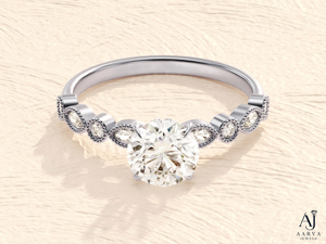 Anillo de Compromiso y Boda AARVA JEWELS con Moissanita, Corte Brillante, Engaste de Puntas, Plata 925 con Baño de Rodio, Banda Clásica - Product Image 1