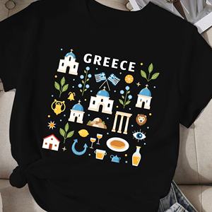 Camiseta cómoda con diseño de símbolos griegos icónicos para mujer - Product Image 1