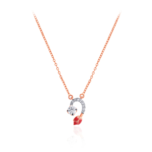 GLEAMORA ENTERPRISE Pendentif en or rose avec diamant de laboratoire taille brillant, motif œil porte-bonheur, pour femme, tendance, usage quotidien, 18K, 4,07g - Product Image 1