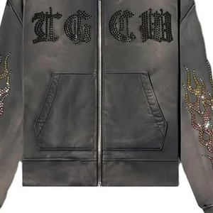 Drop shoulder full zip hoodie cotton fleece oversized zip <b>up</b> hoodie unisex streetwear - Product Image 6