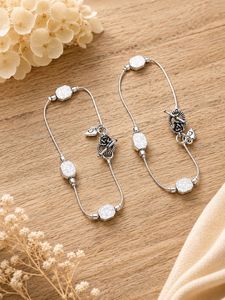 Silver Tone Charm <b>Bracelet</b> Snake Chain Bangle Octagonal Pendant Toggle Clasp Rose Charm Jewelry for Women daily wear <b>anklet</b> - Product Image 2