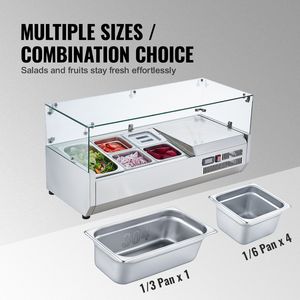 Stazione di Preparazione Condimenti da Banco 130W con 1 Vasca 1 1/3 e 4 Vasche 4 1/6 in Acciaio Inox 304 Refrigerato con Refrigerante R134a - Product Image 3
