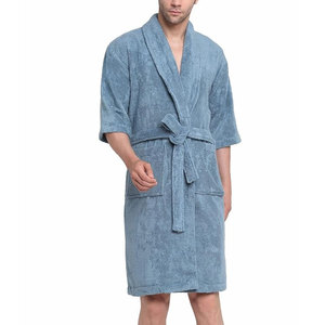 Peignoir en coton éponge pour homme, à manches longues, respirant, doux, avec ceinture, pour la maison, l'hôtel, le spa, la piscine, les vacances, pratique - Product Image 1