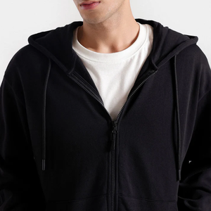 Sweat à capuche tendance en coton 100% avec fermeture éclair, doublure double et poche latérale - Product Image 2