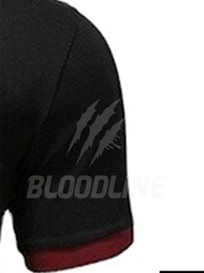 Polo à manches courtes noir pour homme avec imprimé griffe grise et bordure rouge, décontracté, en polyester tricoté respirant, coupe classique - Product Image 2