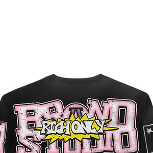 Custom OEM ODM Short Sleeve T-Shirt <b>Black</b> Pink Solid <b>Turtleneck</b> Formal <b>Men's</b> Regular Fit Eco-Friendly Breathable 100% Cotton - Product Image 4