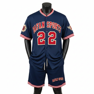 Ensemble de shorts de baseball pour hommes en tissu mesh polyester premium 180 GSM, bleu marine, coupe athlétique, logo personnalisé appliqué pour ensemble de shorts homme - Product Image 1