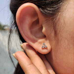 Fashion Stud <b>Earrings</b> Minimalist Round Lab Grown Diamond Stud <b>Earrings</b> 14K 18K Solid Gold Three Stone Diamond Cluster <b>Earrings</b> - Product Image 6