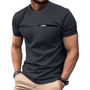 Camiseta informal de manga corta con bloques de color para hombre, cuello redondo, ligera, para verano - Product Image 1