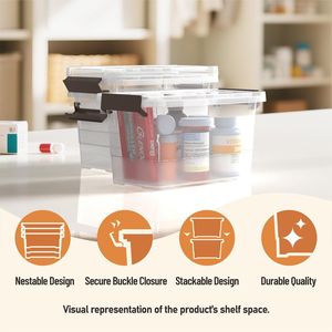 Set di 8 Contenitori in Plastica Trasparente da 4 Quarti con Coperchi e Maniglie, Scatole Multiuso con Chiusura a Scatto - Product Image 3