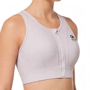GYM ACTIVE Front Zip Sports Bra Seamless Scoop Neck Racerback Top Seamless Workout Fitness Workout Top Racerback Sports Bra - Product Image 2