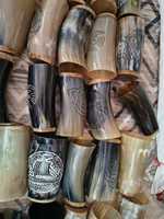 Tasse à boire artisanale en corne de buffle, forme naturelle polie, pour bière et vin, style nautique, cadeau décoratif
