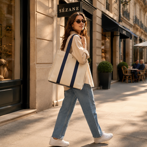 Sac fourre-tout en toile imperméable de qualité supérieure |   Sacs de courses réutilisables pour filles avec poignées renforcées et fermeture éclair, pour voyages, plage, courses, B2B - Product Image 3