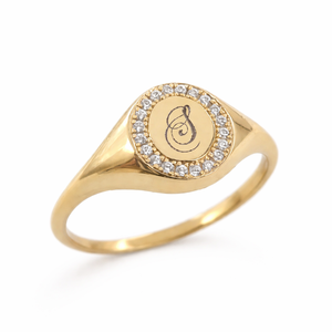 Bagues personnalisées en or massif 14 carats avec diamant de laboratoire, bague initiale gravée, bague monogramme, cadeau pour maman - Product Image 4