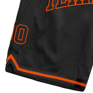 <b>Men</b> <b>Black</b> Orange Sublimated Mesh Basketball <b>Shorts</b> Digital Print Polyester Performance Sportswear Team Game Training Apparel - Product Image 5
