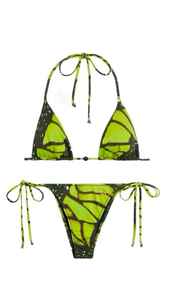 Wrap Around Waist Tie Swimsuit Adjustable Fitting Chic Minimalist Solid Color Sublimates Print Women Swimming Beach <b>Bikini</b> - Product Image 3