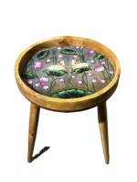 Tabouret de café artisanal en bois et résine époxy, forme moderne à 3 pieds, tons de bois naturel, 14x20 pouces, pour la maison, le bureau, les restaurants, vente en gros