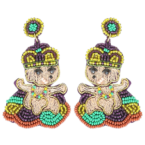 Boucles d'oreilles de festival haut de gamme pour femmes, fabriquées avec des perles 100 % verre, ornées de motifs multicolores brodés à la main, pour toutes les tenues - Product Image 5