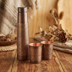 <b>Copper</b> Bottle with Traditional Handcrafted Finish - Product Image 3