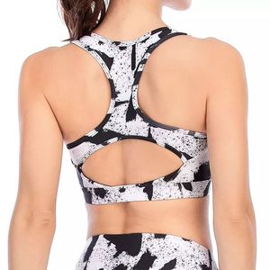 INDEX Women's 2-Piece Yoga Set High Waist <b>Leggings</b> <b>Crop</b> Top Black <b>White</b> Print Spandex Polyester Breathable Sportwear - Product Image 5