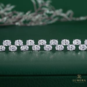 Bracelet tennis ovale en diamant de laboratoire blanc plaqué or 18 carats et rhodium, certifié IGI, bijoux de luxe pour mariage, fournisseur en gros - Product Image 6