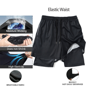 Wholesale Custom Logo Gym Wear Shorts Nylon Mens Double <b>Layer</b> Breathable Sports Fitness Gym Shorts Athletic Shorts - Product Image 2