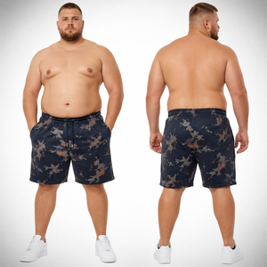 Shorts en molleton grande taille pour hommes, imprimés, avec cordon de serrage à la taille, pour la course, en coton tie-dye, vente en gros - Product Image 1
