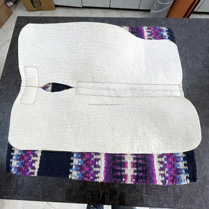 Manta superior de lana de alta calidad con fieltro de lana, almohadilla de sillín occidental con forro abierto, almohadilla de sillín de fieltro occidental con contorno de cuero fuerte - Product Image 4