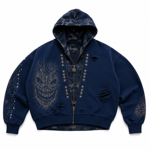 Sweat à capuche décontracté à manches longues, coupe ample, entièrement zippé, anti-plis, écologique, respirant, en polyester/coton, avec doublure, longueur standard - Product Image 2