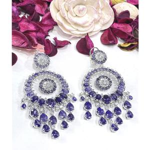 ต่างหูประดับเพชรซิร์คอนคุณภาพพรีเมียมเคลือบเงินหรูหราสำหรับผู้หญิงและเด็กผู้หญิง เหมาะสำหรับใส่ในงานกลางคืนและงานปาร์ตี้ - Product Image 1