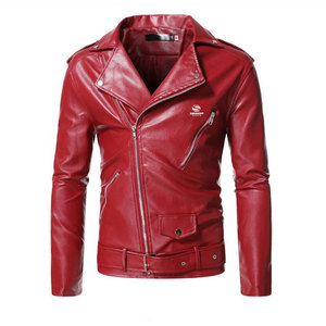 Mens Burgundy Leather <b>Jacket</b> Motorcycle Biker Style Slim Fit Asymmetrical Zipper Casual Winter Leather <b>Jacket</b> - Product Image 1