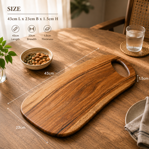 Planche à découper en bois artisanale avec poignée, planche à découper en bois naturel pour la cuisine, pour couper les légumes, les fruits, la viande - Product Image 2
