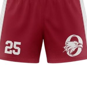 Shorts de lacrosse unisexes rouges en polyester, coupe athlétique, vêtements de sport légers, uniforme d'équipe, entraînement, match, vêtements de compétition - Product Image 6
