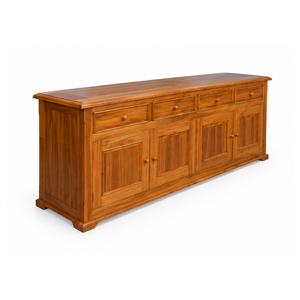 Buffet en bois massif avec 4 portes et 4 tiroirs, armoire de rangement traditionnelle pour salle à manger, usage domestique - Product Image 2