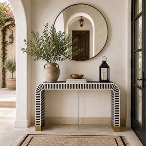 Table console artisanale écologique en os incrusté, motifs élégants pour des aménagements de maisons de luxe, décoration élégante pour l'entrée - Product Image 3