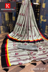 Blusa de Sari de Lino y Seda con Diseño Estampado Vintage, Tejido Suave y Cómodo, Protección Solar, Secado Rápido, para Bodas y Fiestas - Product Image 6