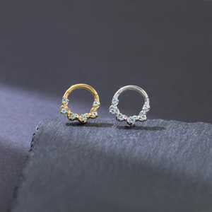 ต่างหูแบบคลิกเกอร์สีฟ้าโทแพซ เงินแท้ 925 ชุบทอง 14K รูปทรงเถาวัลย์ สำหรับเจาะจมูก เซปตัม เฮลิกซ์ แบบห่วงบิดเกลียว - Product Image 4