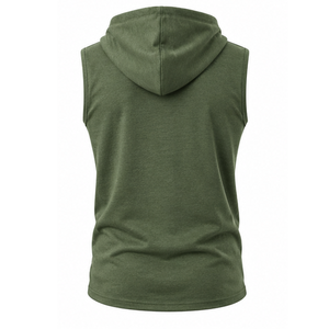 Premium <b>Men</b> <b>Sleeveless</b> Hoodie Heavyweight Cotton Fitness Gym Training Hooded Sweatshirt OEM ODM Wholesale Factory - Product Image 5