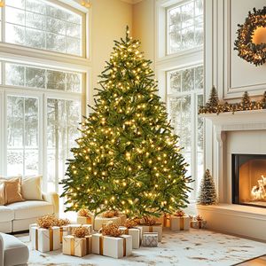 Albero di Natale Artificiale Pre-Illuminato da 2,1 m con 700 Luci Bianco Caldo e 2231 Punte di Rami per Decorazioni Casa, Ufficio e Feste - Product Image 1