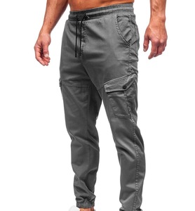 Pantalones Deportivos Grises para Hombre, Cintura Elástica con Cordón, Múltiples Bolsillos, Joggers Casuales, Mezcla de Poliéster y Algodón de Peso Medio, Ropa de Otoño - Product Image 4