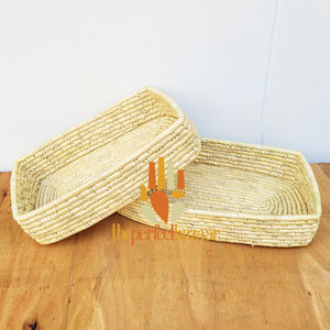 Vintage Waterproof Moonj Grass Tray Moonj Grass Tray-Waterproof Eco-Friendly Mini with Handle Rectangular Design Vintage Style - Product Image 1