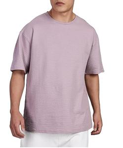 Camisetas para hombre con MOQ bajo, 100% algodón grueso de 350 GSM, diseño de logotipo personalizado, cuello redondo acanalado, hombros caídos, corte holgado. - Product Image 4